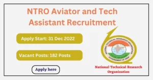 NTRO Aviator and Tech Assistant Recruitment 2023