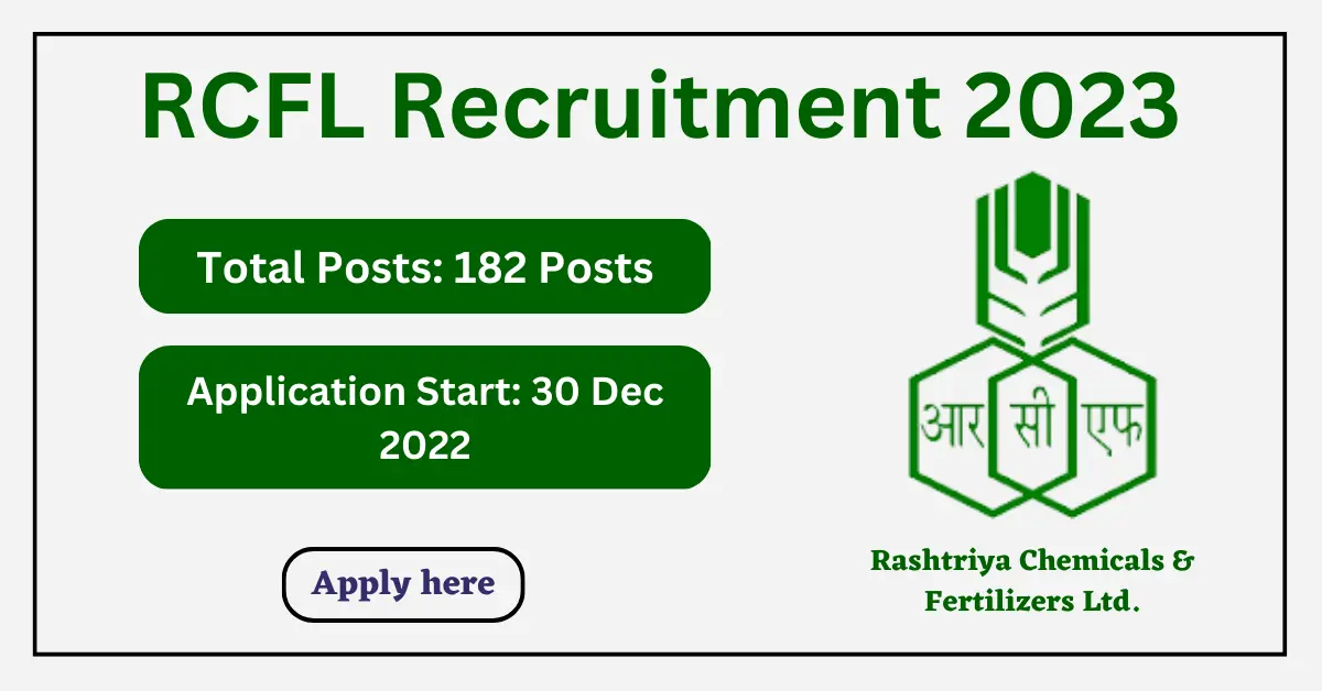 RCFL Recruitment 2023 Operator (Chemical) Trainees Technician Trainee and X-Ray Trainees Posts