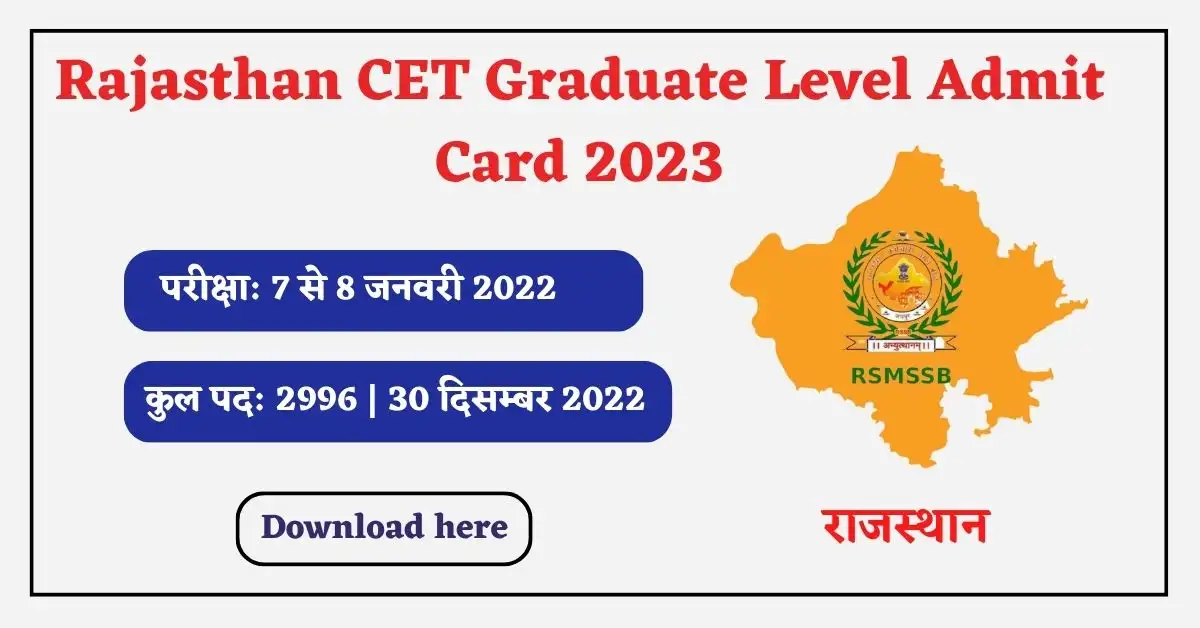 Rajasthan CET Graduate Level Admit Card 2023