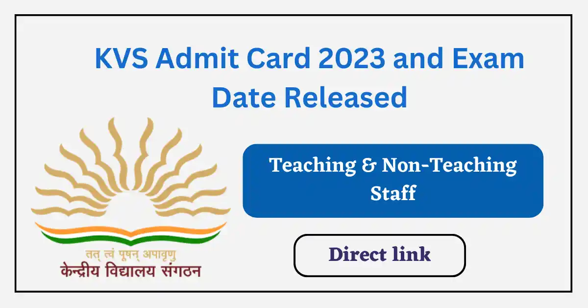 KVS Admit Card 2023 and Exam Date Released