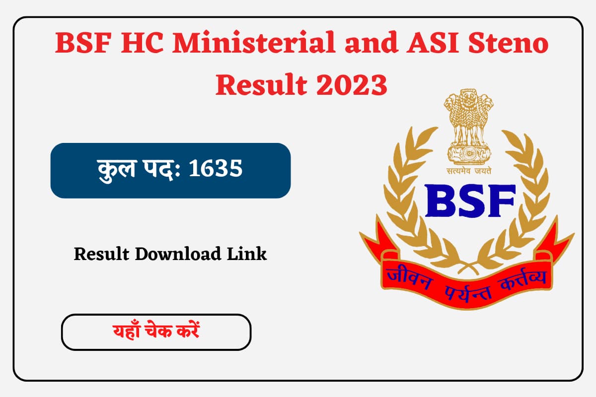 BSF HC Ministerial and ASI Steno Result 2023