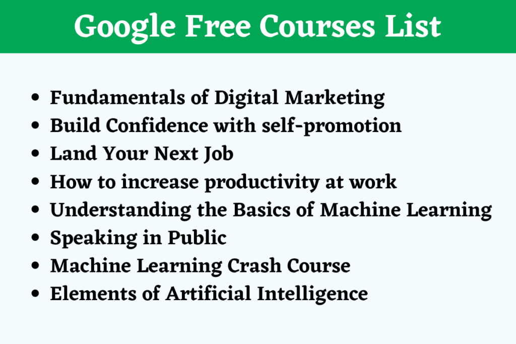 Google Free Courses List 2023