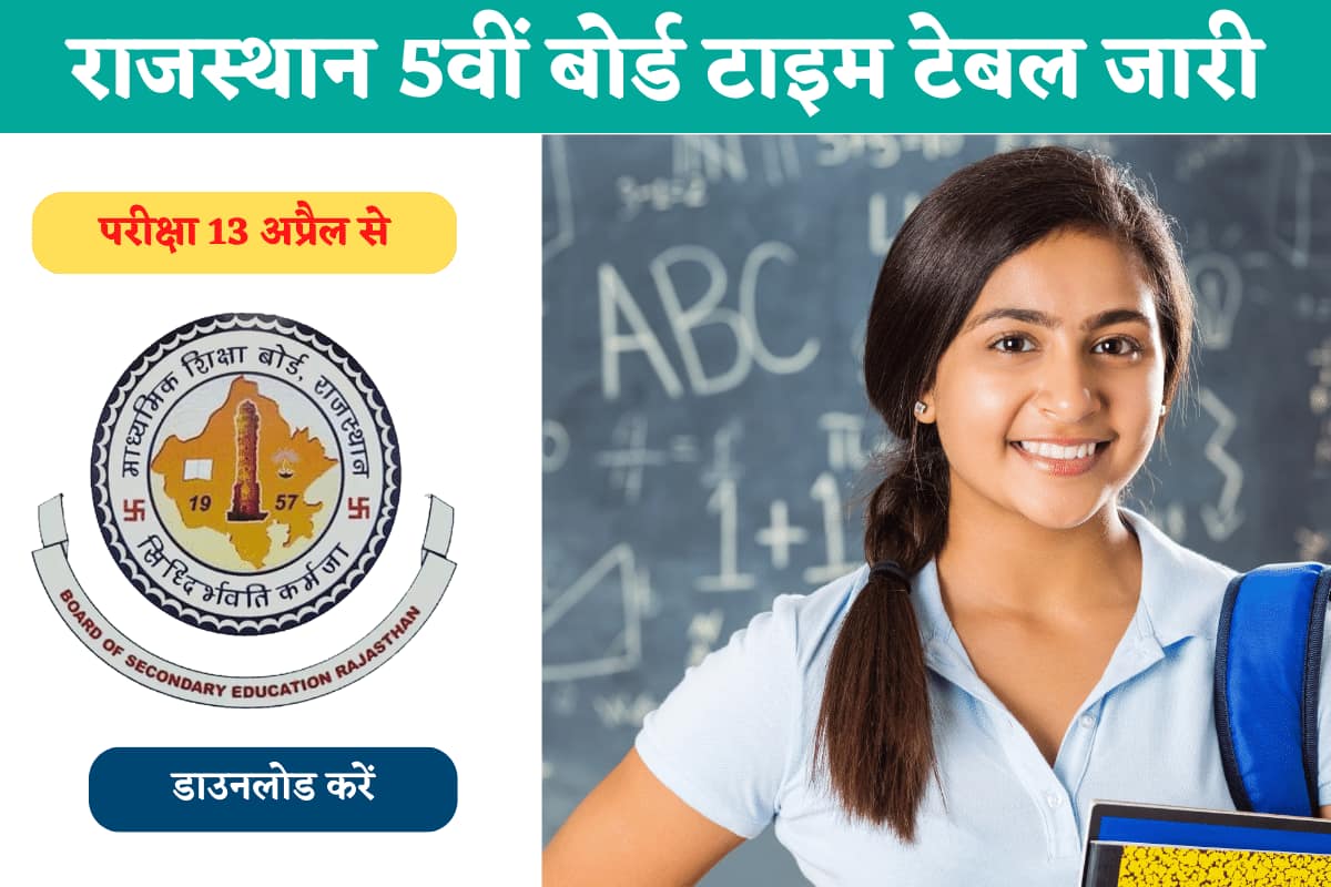 Rajasthan Board 5th Class Time Table 2023 5 