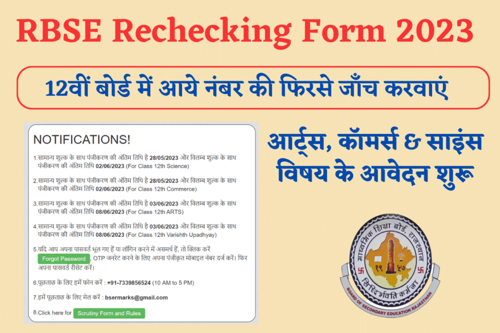 RBSE Rechecking Form 2023