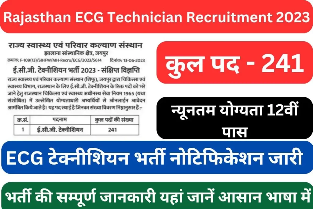 Rajasthan ECG Technician Recruitment 2023