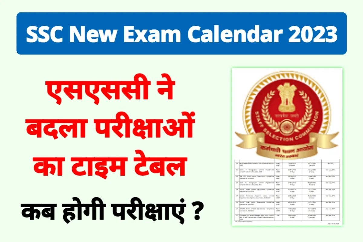 SSC New Exam Calendar 2023